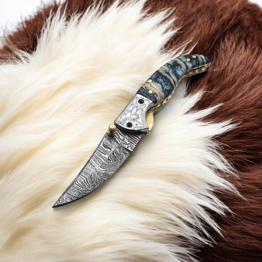 damascus steel pocket knife