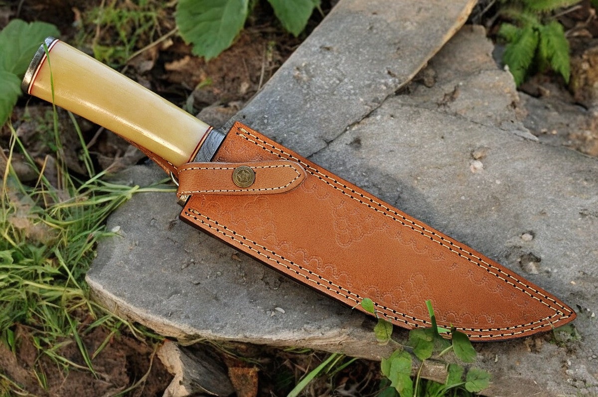 Leather Sheath for Damascus Steel Bowie