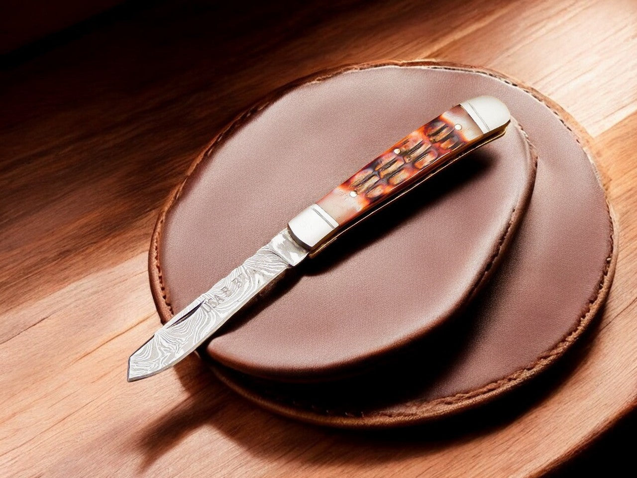 Custom Handmade EDC Folding Knife with Bone Handle