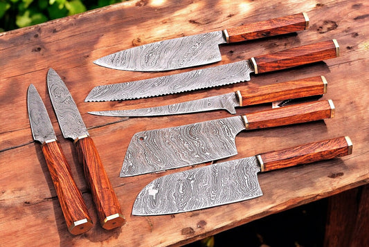 Damascus kitchen knives