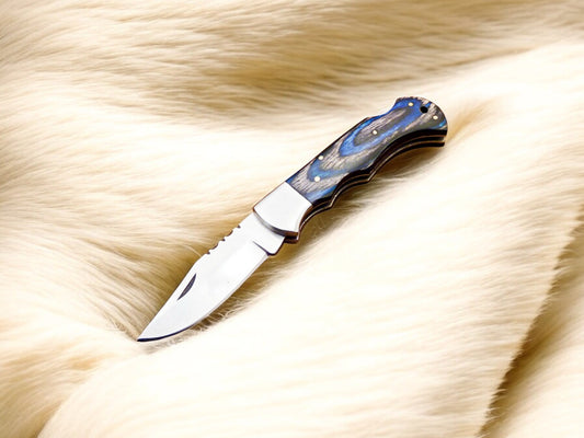 Custom Handmade Folding Knife with Exotic Wood Handle