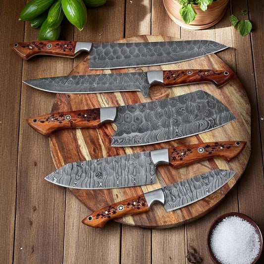 Great Affordable Knife Sets – 5-Piece Full Tang Damascus Steel