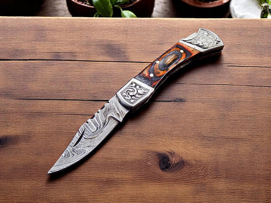 Damascus Folding Pocket Knife