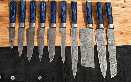 damascus kitchen knife set