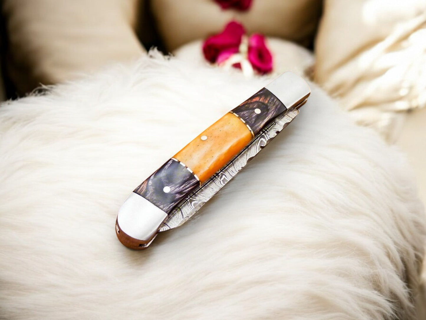 3.1-inch Damascus Steel Blade Folding EDC Knife