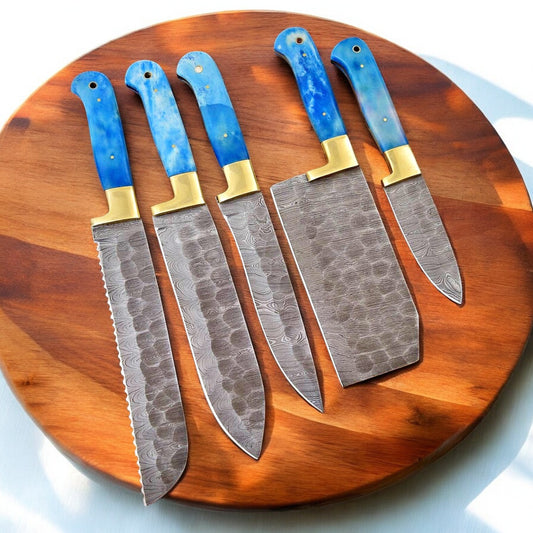 Damascus kitchen knives