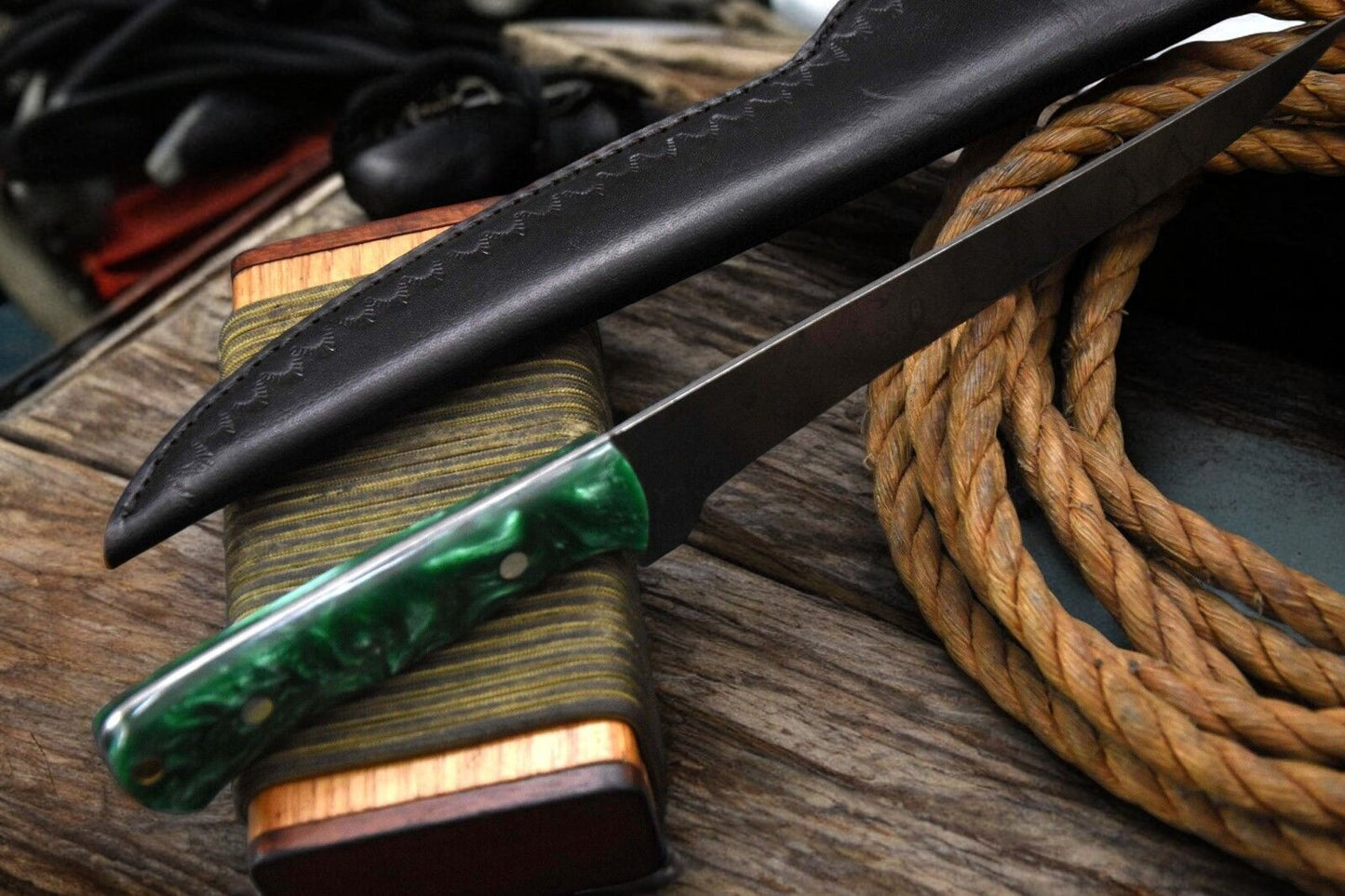 Detailed Shot of Blade and Handle on Custom Fillet Knife