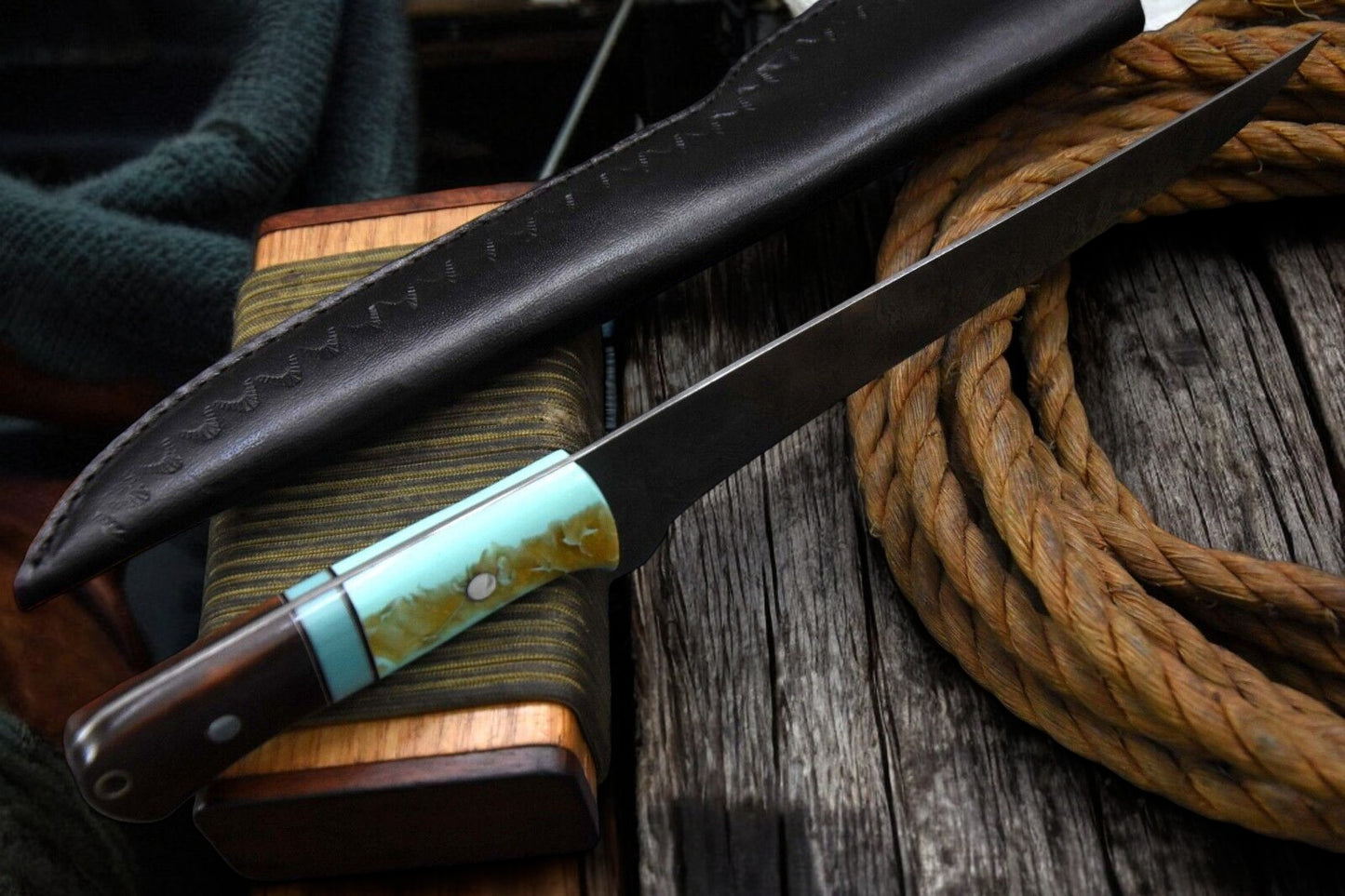 Damascus Fillet Knife Blade Close-Up for Precision Cutting