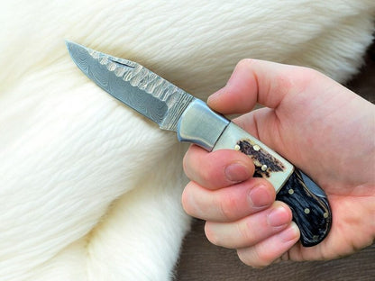 Damascus Steel Pocket Knife 