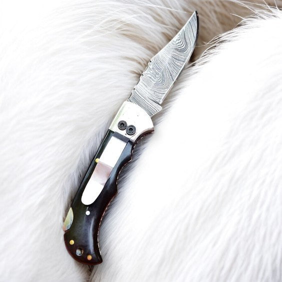 Damascus Pocket Knife with Clip