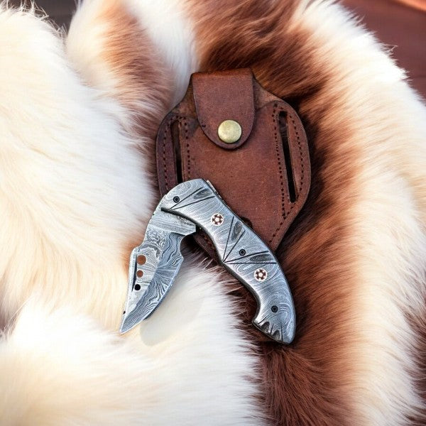 3-inch Damascus Blade Best EDC Utility Knife
