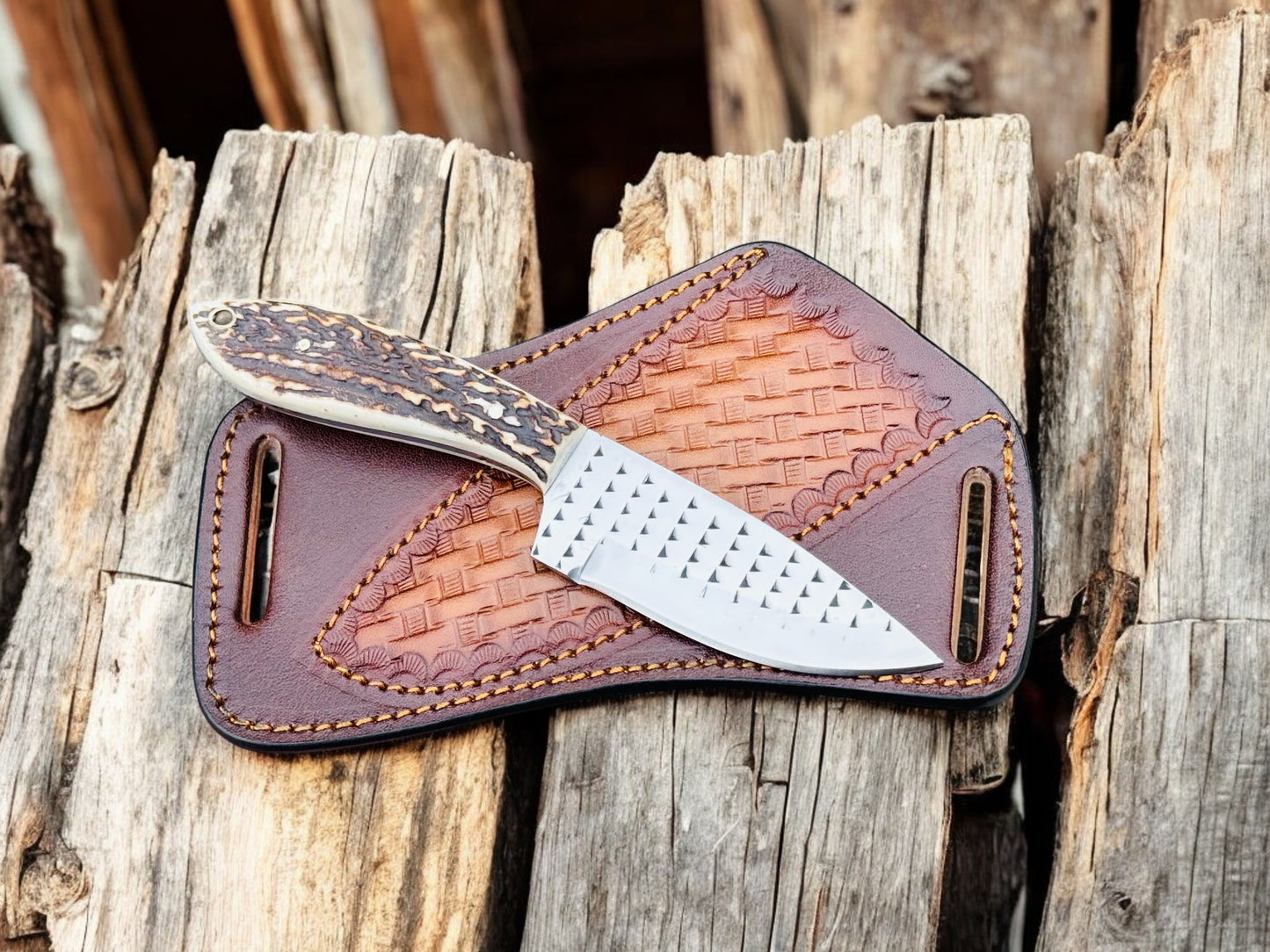 Handmade Cowboy Knife – Rasp Tool Steel & Antler Handle