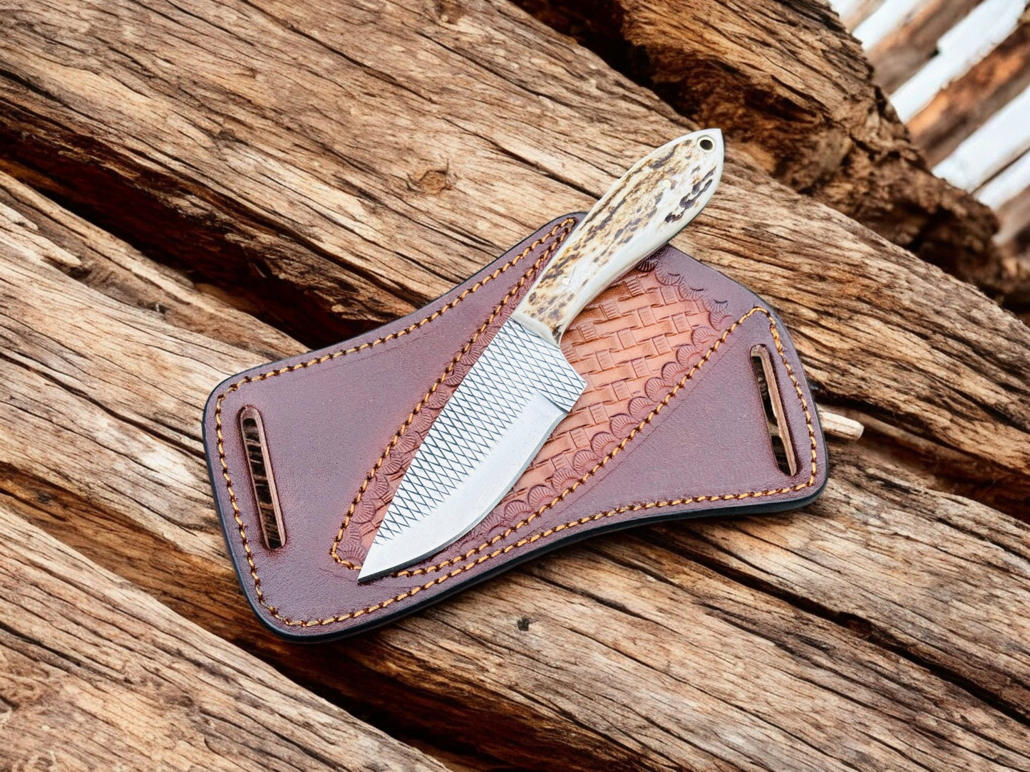 Handmade Cowboy Knife – Rasp Tool Steel & Antler Handle