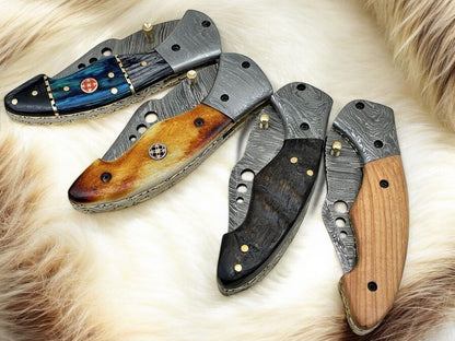 Custom Handmade Olivewood and Damascus Every Day Carry Knife in Action

