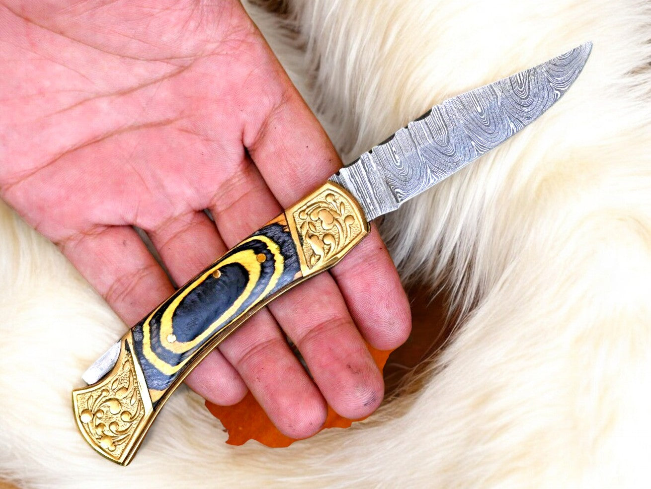 Custom Handmade 3-Inch Folding Knife with Damascus Steel Blade
