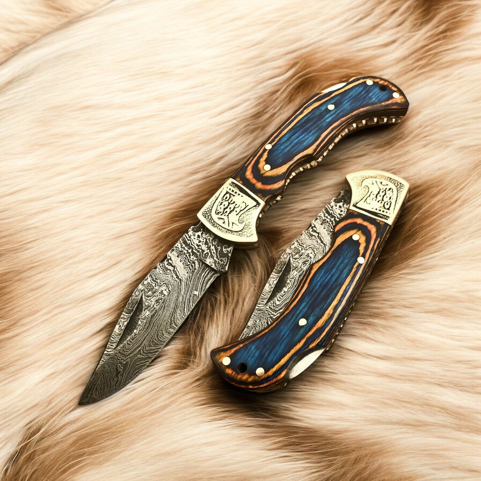 Exotic Wood Handle Foldable Knife with Back Lock Mechanism
