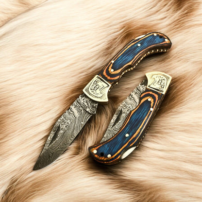 Exotic Wood Handle Foldable Knife with Back Lock Mechanism
