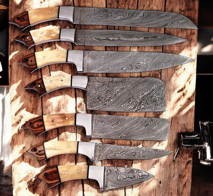 Damascus knife set 
