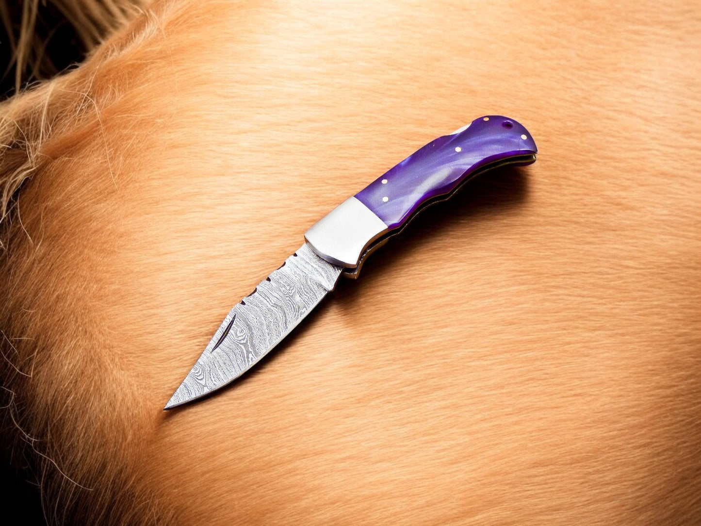 Custom Handmade Folding Knife 3 Inches with Colored Bone Handle
