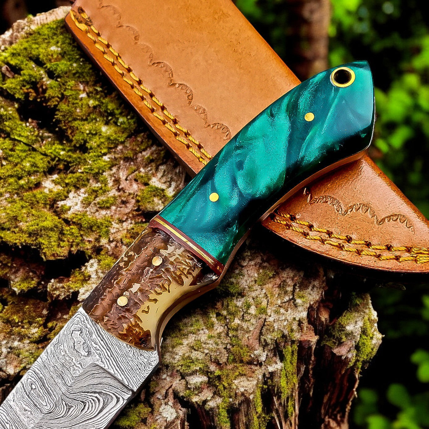 Handcrafted custom skinning knife with ergonomic handle
