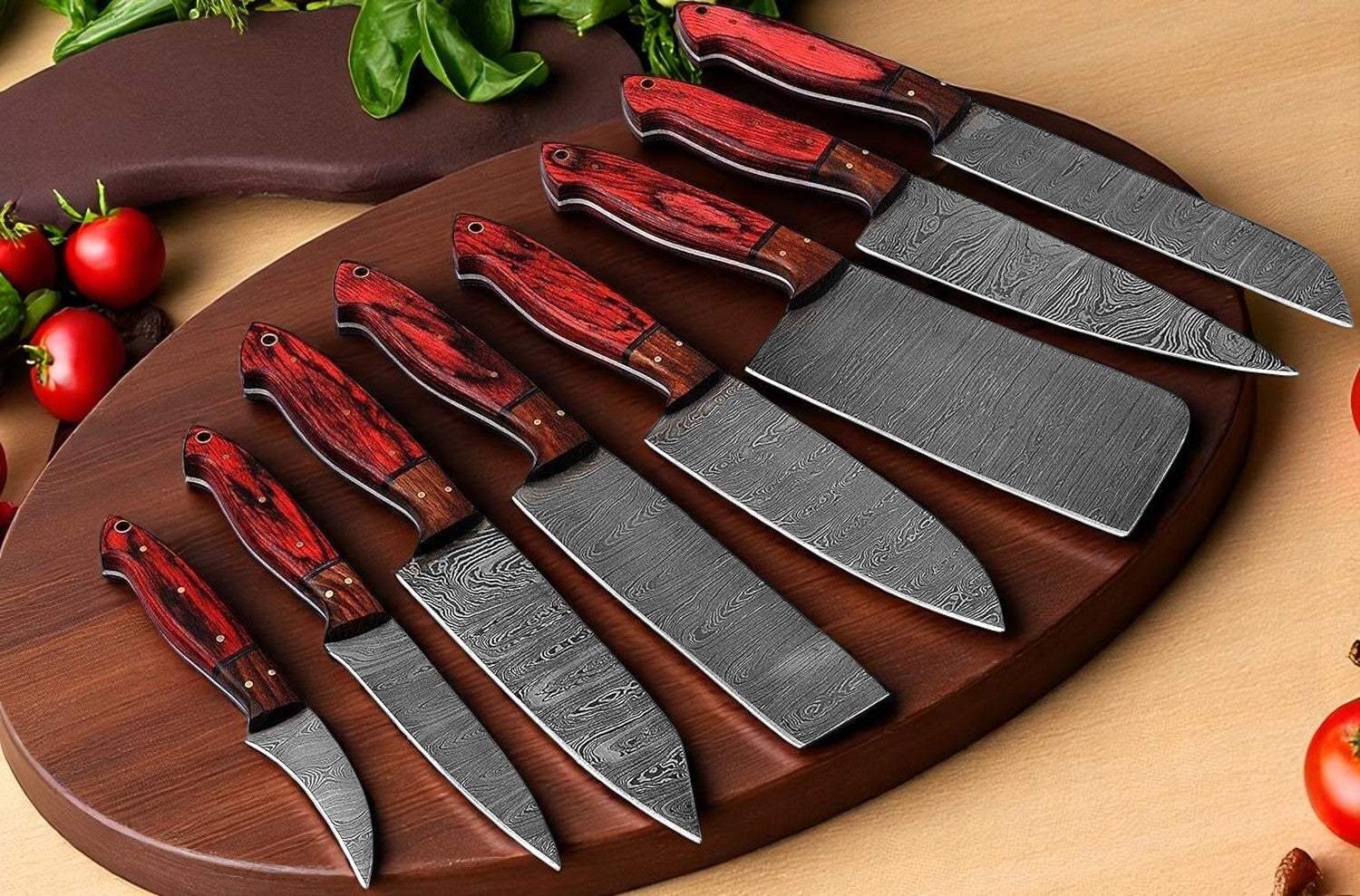 Damascus Steel Kitchen Knives Set