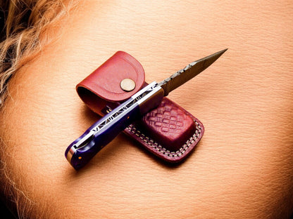 Close-up of Back Lock Folding Knife with Bone Handle

