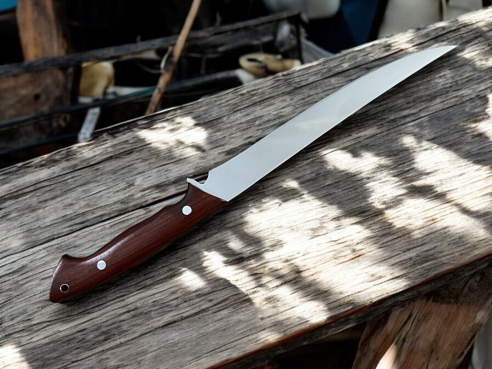 Handmade Fillet Knife with Stainless Steel Blade and Rosewood Handle
