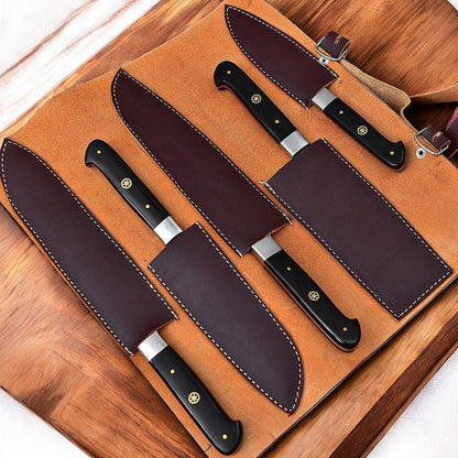  kitchen knife with leather roll
