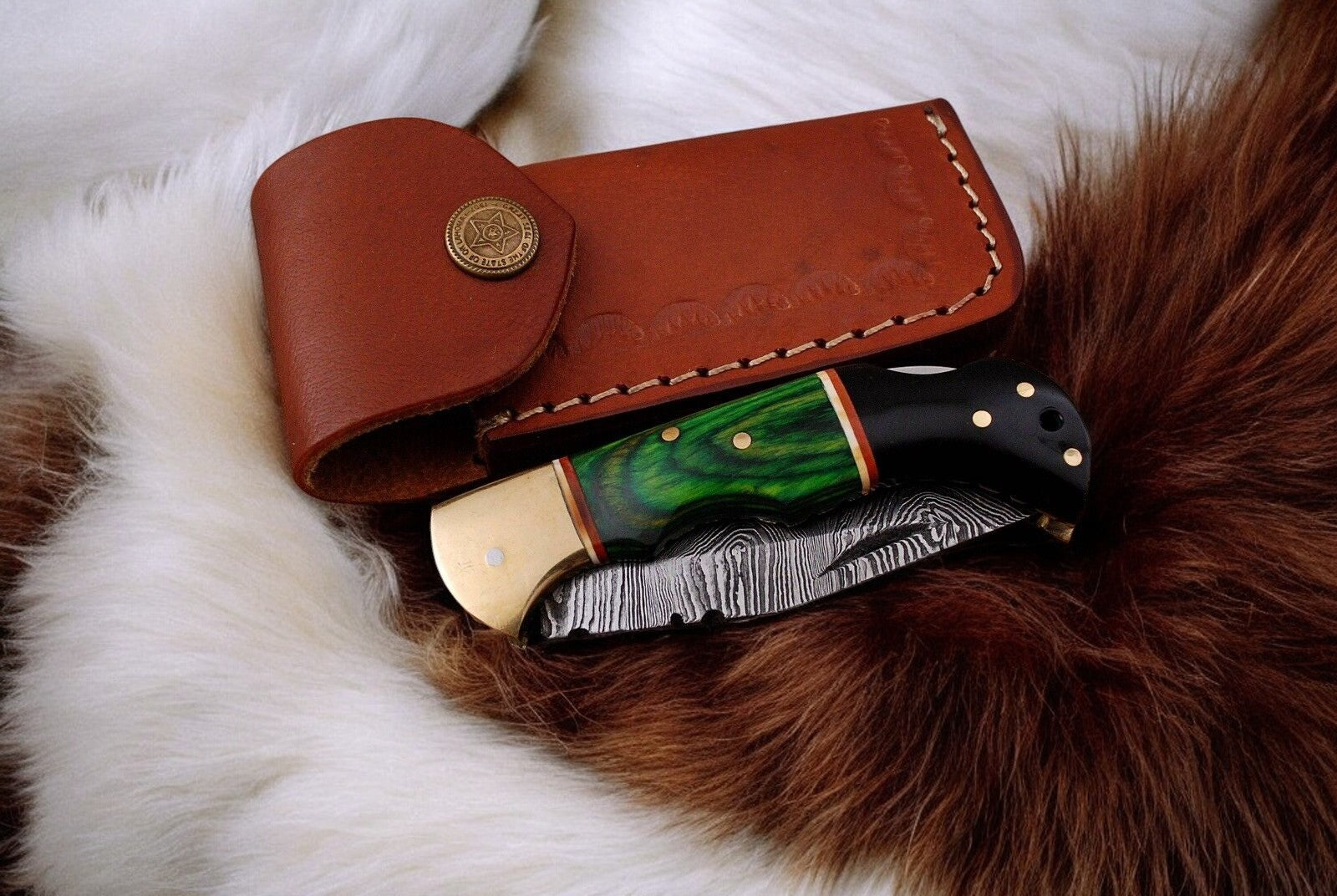3-inch Damascus steel blade small folding knife
