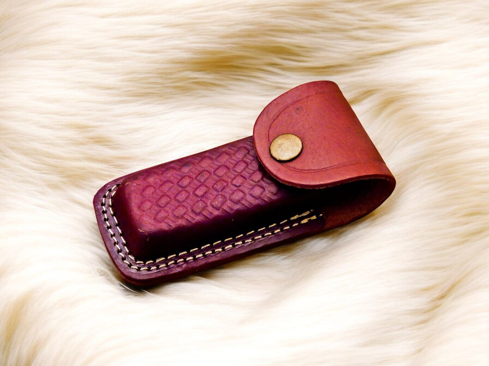 Handmade Folding Knife with Leather Sheath

