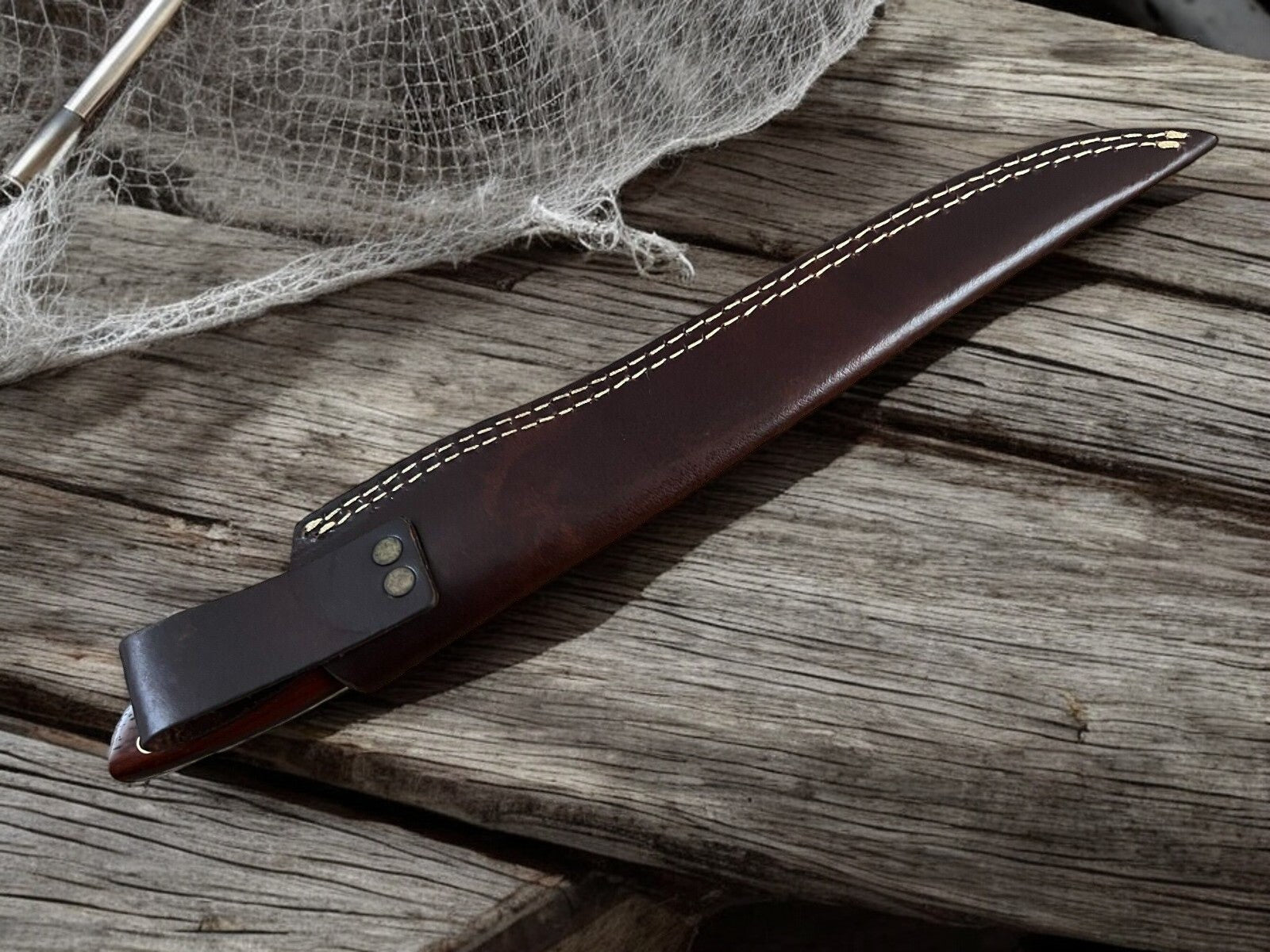 Rosewood Handle Close-up of Handmade Fillet Knife
