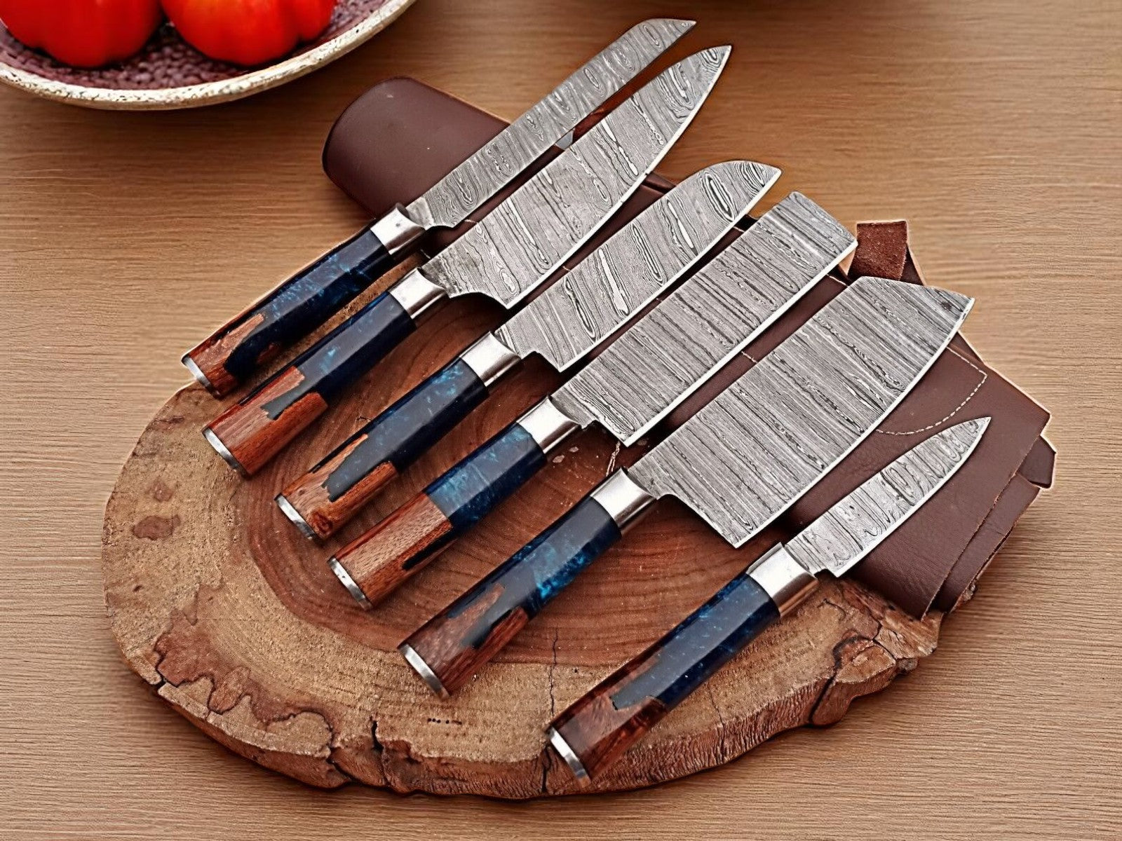 Damascus Kitchen Knives Set